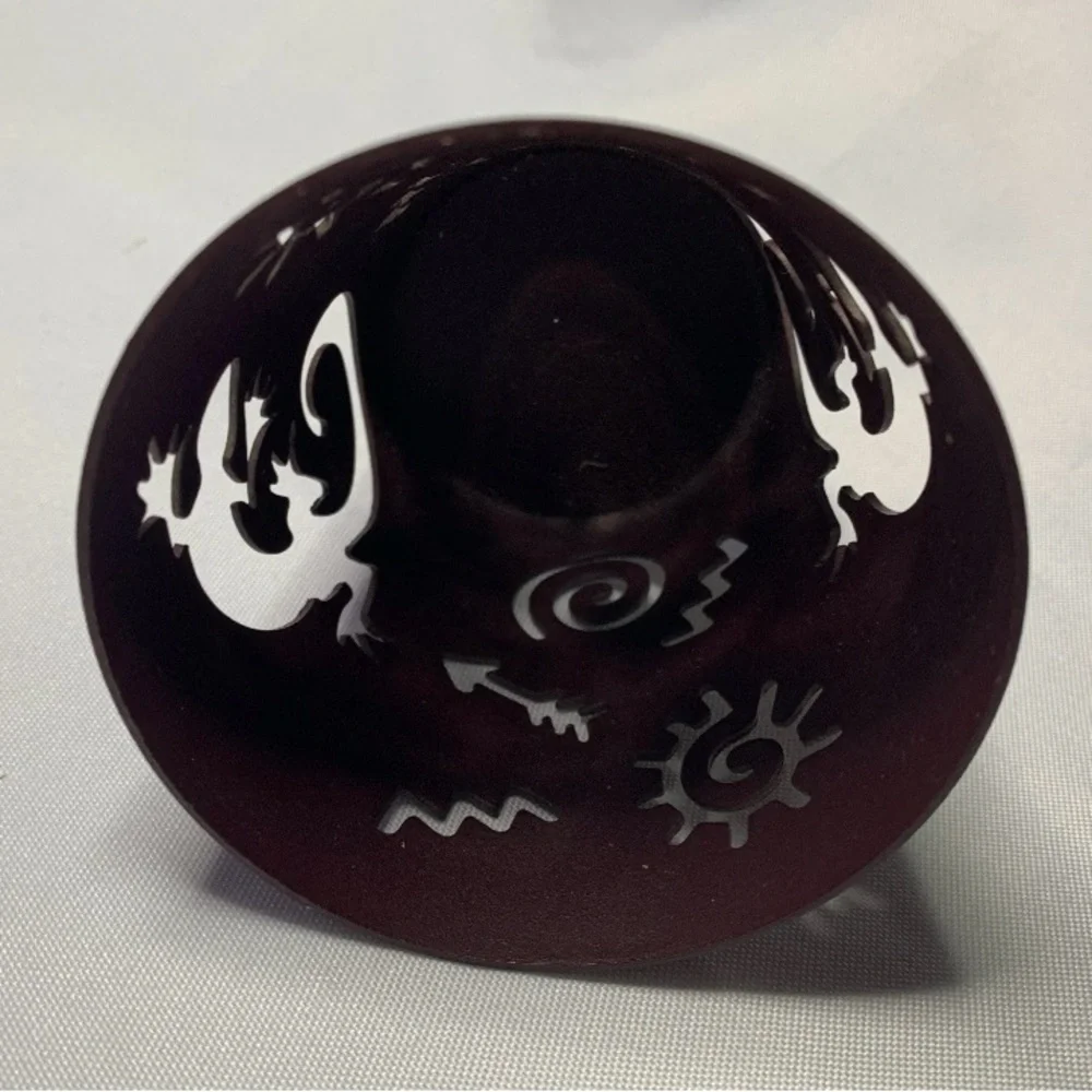 PartyLite Decorative Metal Candle Holders Green and Maroon (2) Kokopelli Gecko - Picture 6 of 7